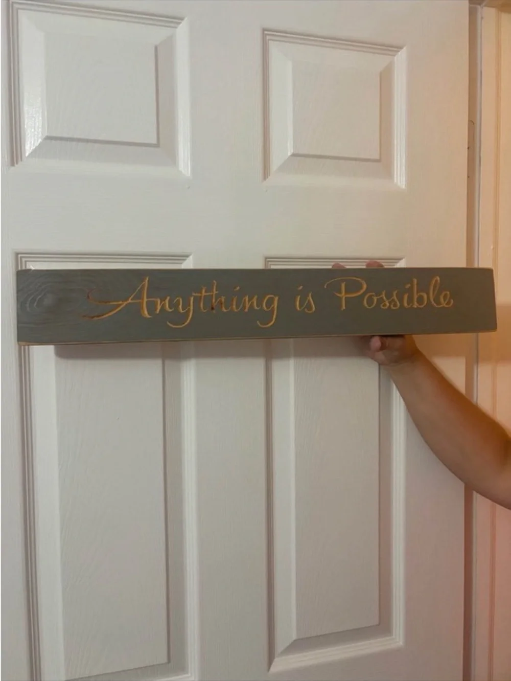 Anything is Possible - Gray Wall Sign with Gold Script
